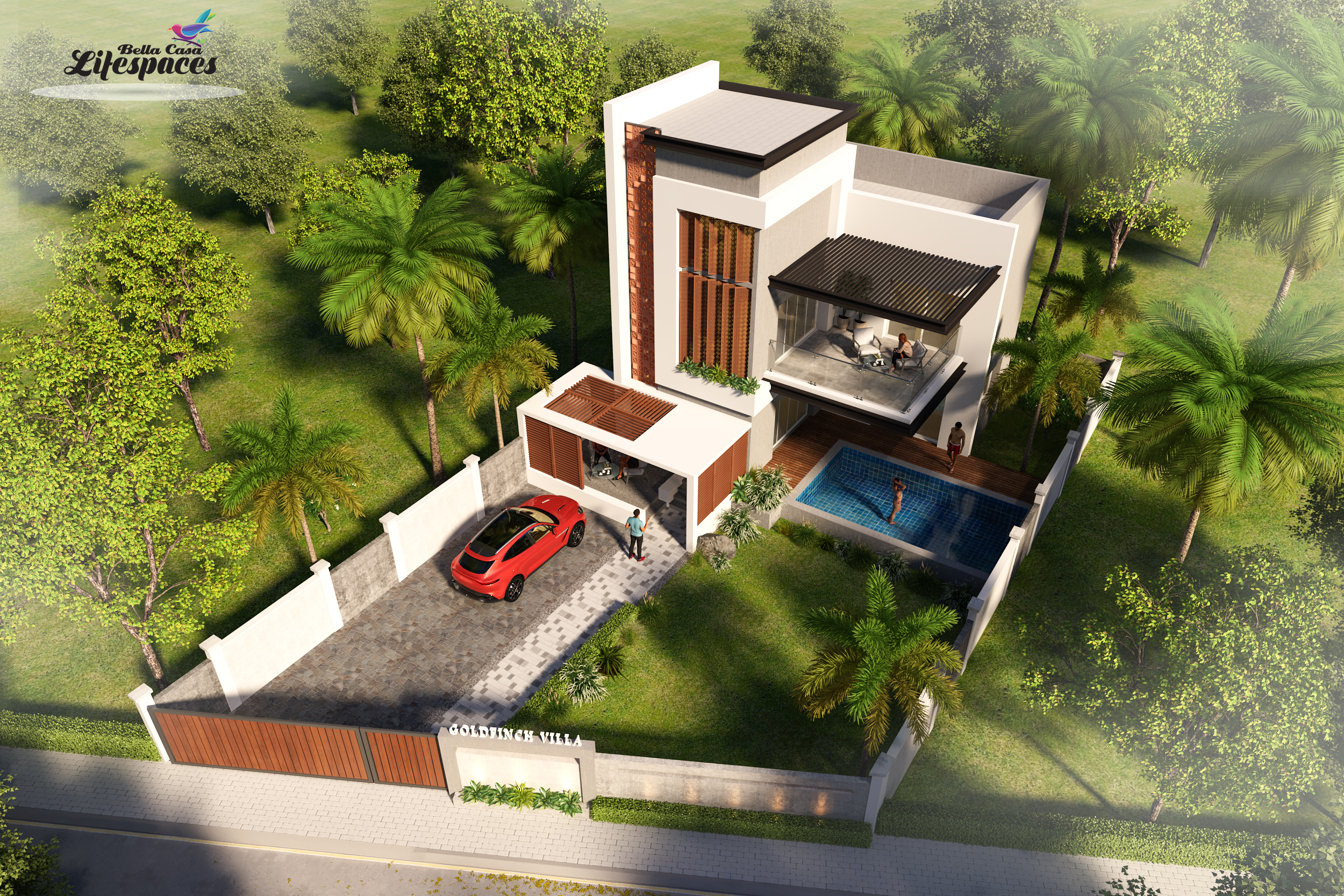 GoldFinch Villa - Bird Eye Night View